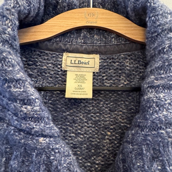 L.L. Bean Women's Shawl Collar Wool Blend Cable Knit Fisherman Sweater Cardigan - Picture 5 of 6
